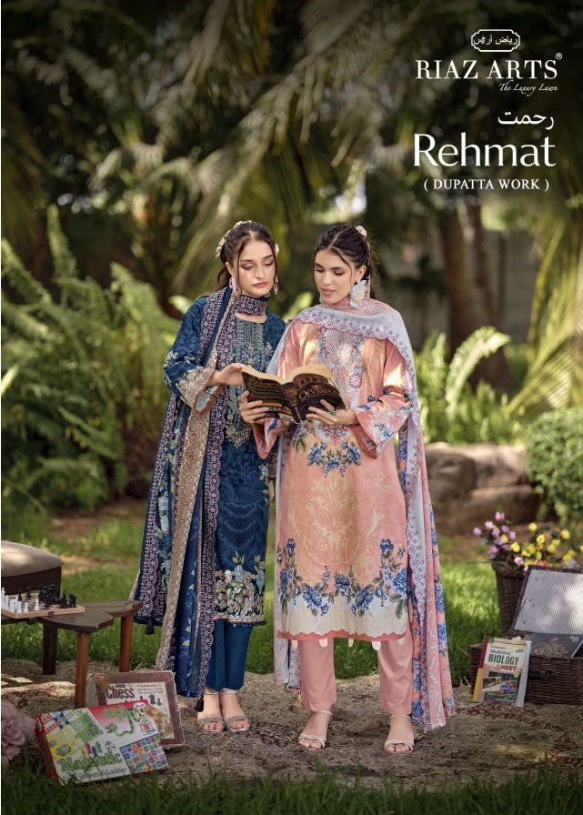 Rehmat Riaz Art Lawn Cotton Karachi Salwar Suits Wholesale Rate