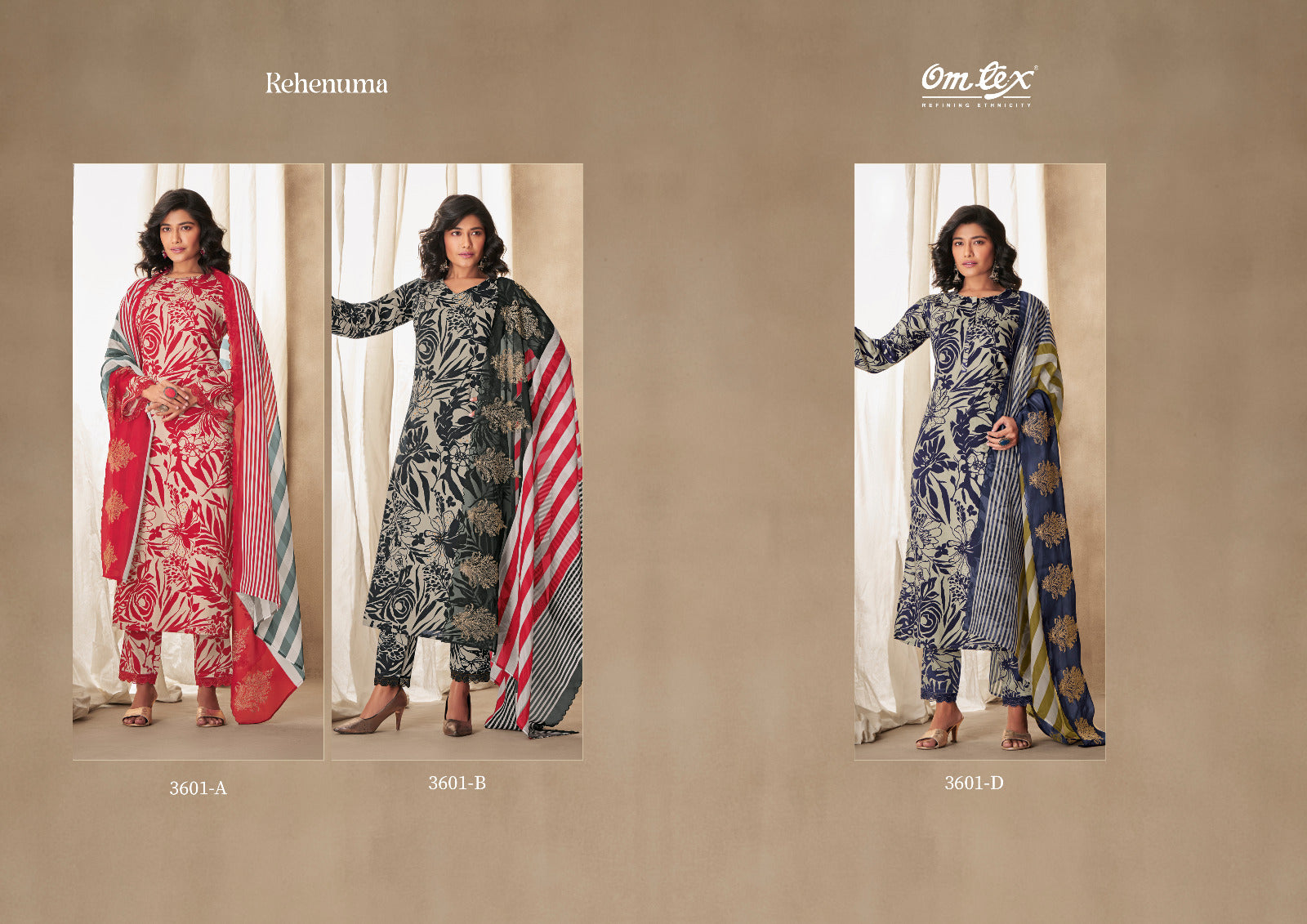Rehnuma 3601 Omtex Muslin Pant Style Suits Exporter Ahmedabad