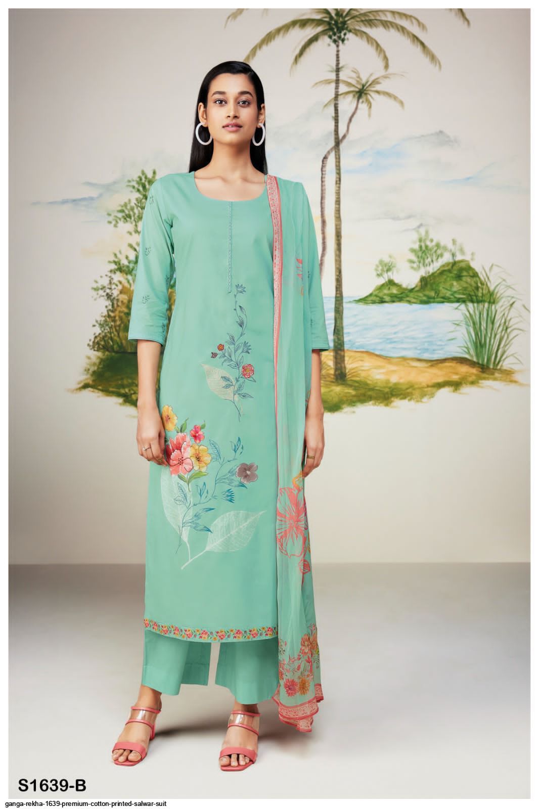 Rekha 1639 Ganga Cotton Plazzo Style Suits Supplier Ahmedabad