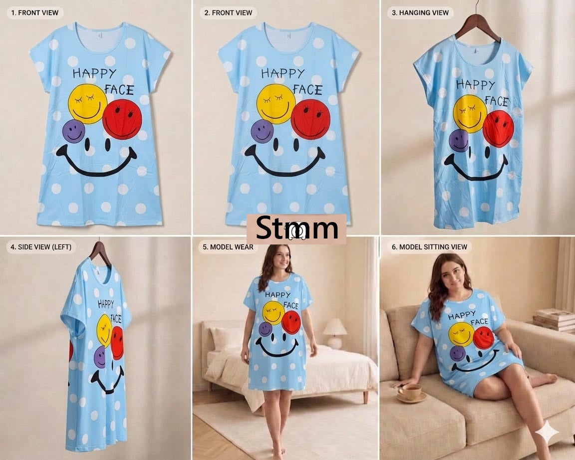 Relaxed Fit 2 Stmm Imported Short Night Gown Supplier Gujarat