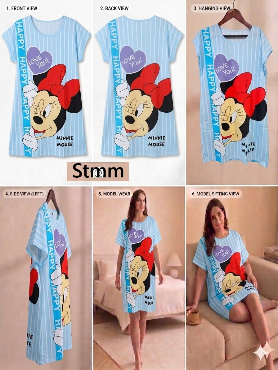 Relaxed Fit 2 Stmm Imported Short Night Gown Supplier Gujarat