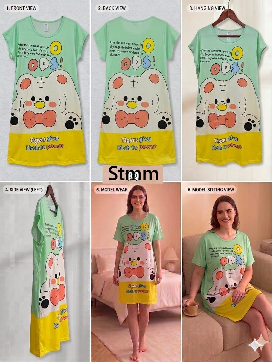 Relaxed Fit 2 Stmm Imported Short Night Gown Supplier Gujarat