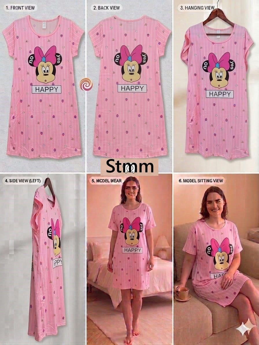 Relaxed Fit 2 Stmm Imported Short Night Gown Supplier Gujarat