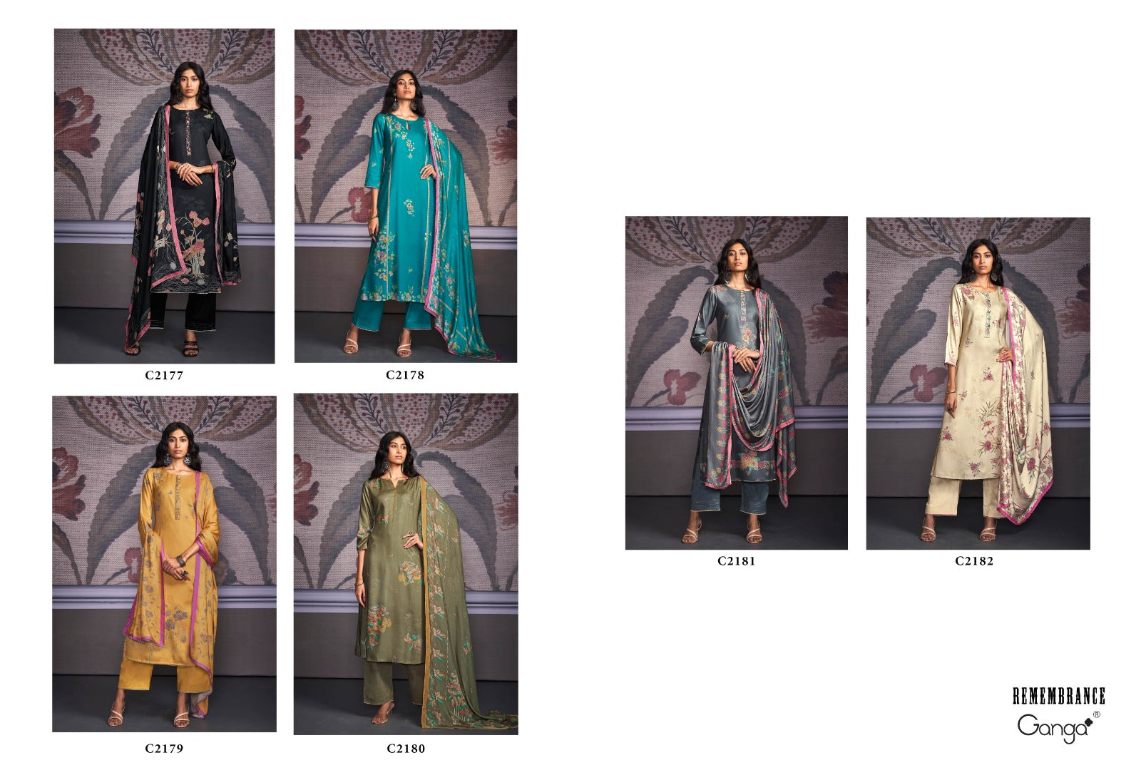 Remembrance C2177-2182 Ganga Premium Pashmina Suits Wholesaler