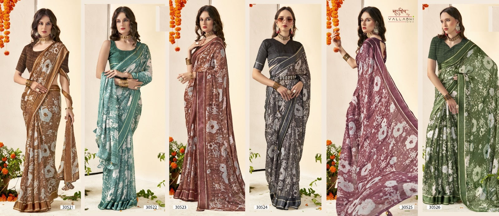 Remi Vol 2 Vallabhi Prints Georgette Sarees Exporter Gujarat