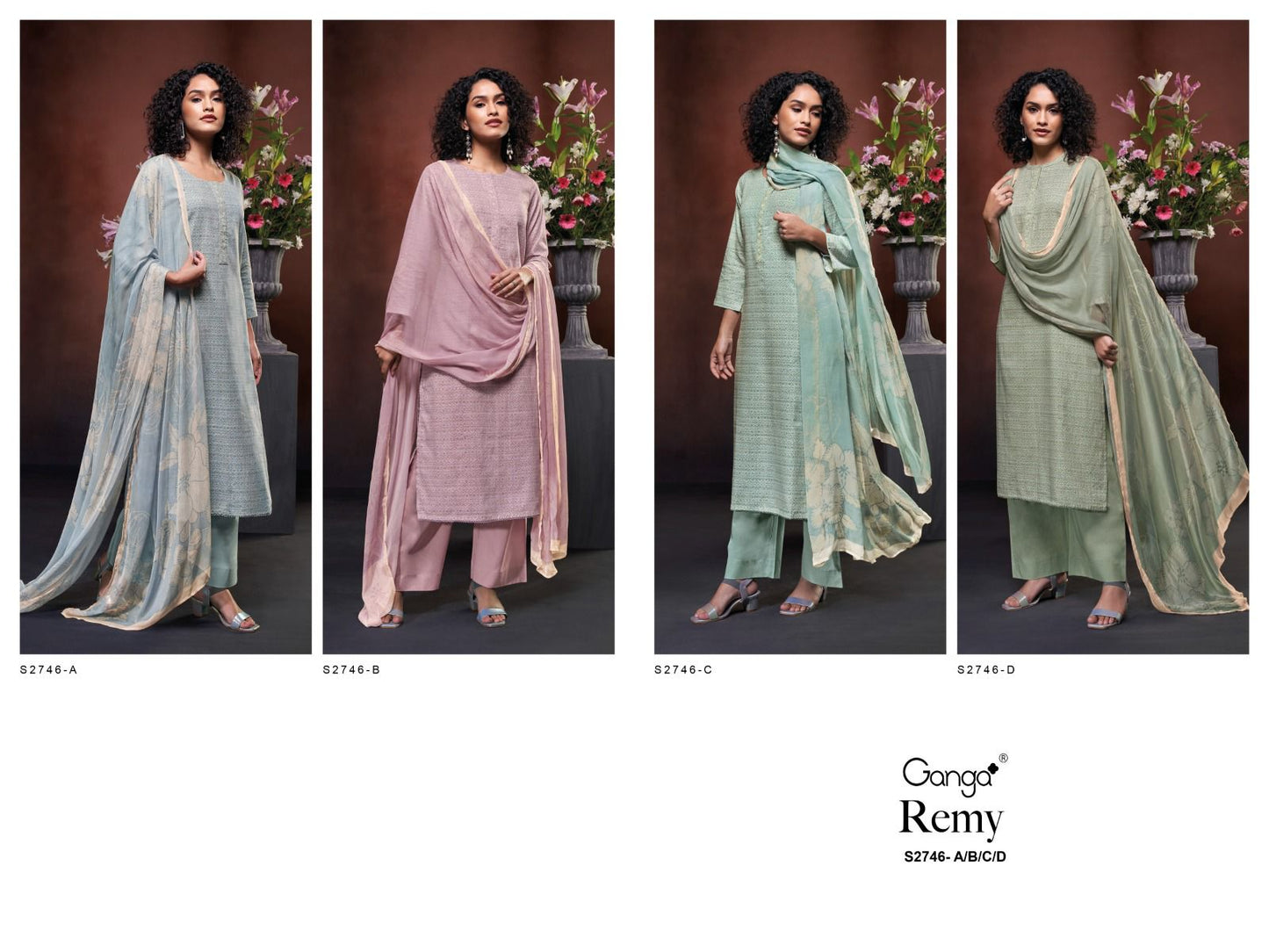Remy 2746 Ganga Premium Cotton Plazzo Style Suits Exporter India