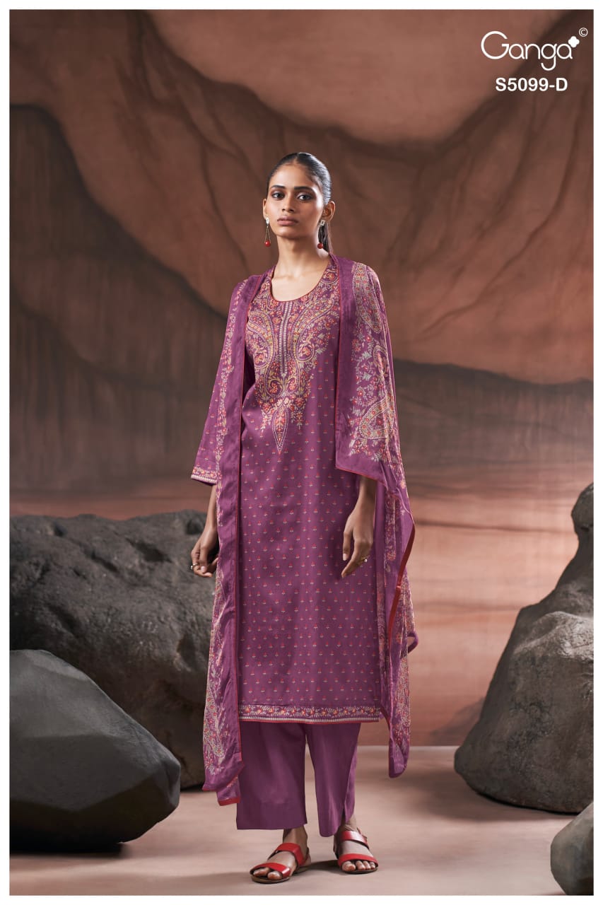 Renaya S5099 Ganga Cotton Satin Plazzo Style Suits Supplier Gujarat
