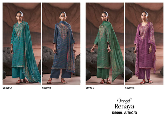 Renaya S5099 Ganga Cotton Satin Plazzo Style Suits Supplier Gujarat