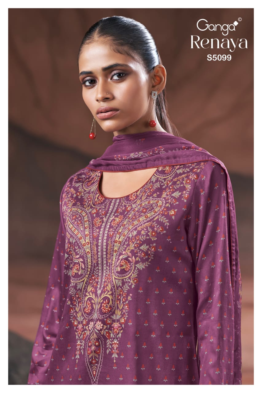 Renaya S5099 Ganga Cotton Satin Plazzo Style Suits Supplier Gujarat