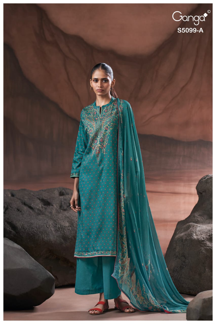 Renaya S5099 Ganga Cotton Satin Plazzo Style Suits Supplier Gujarat