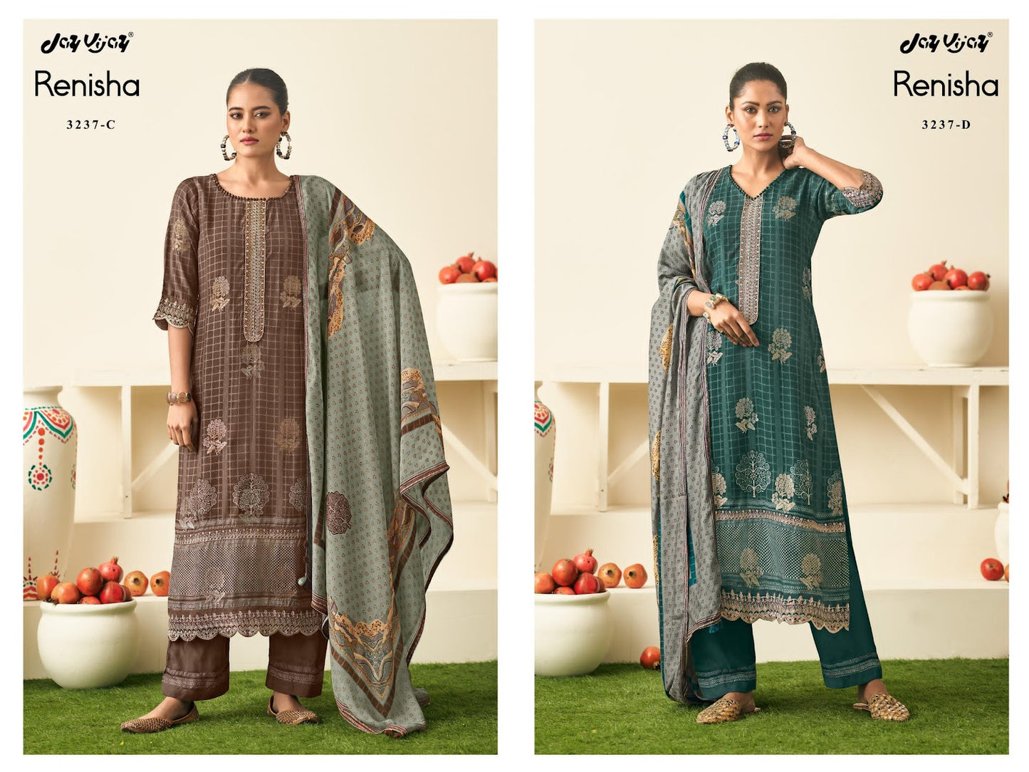 Renisha Jay Vijay Muslin Jacquard Pant Style Suits Manufacturer Ahmedabad