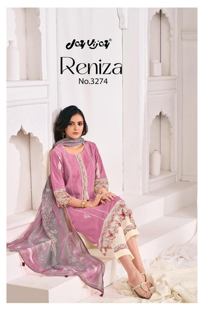 Reniza 3274 Jay Vijay Pure Cotton Pant Style Suits Exporter