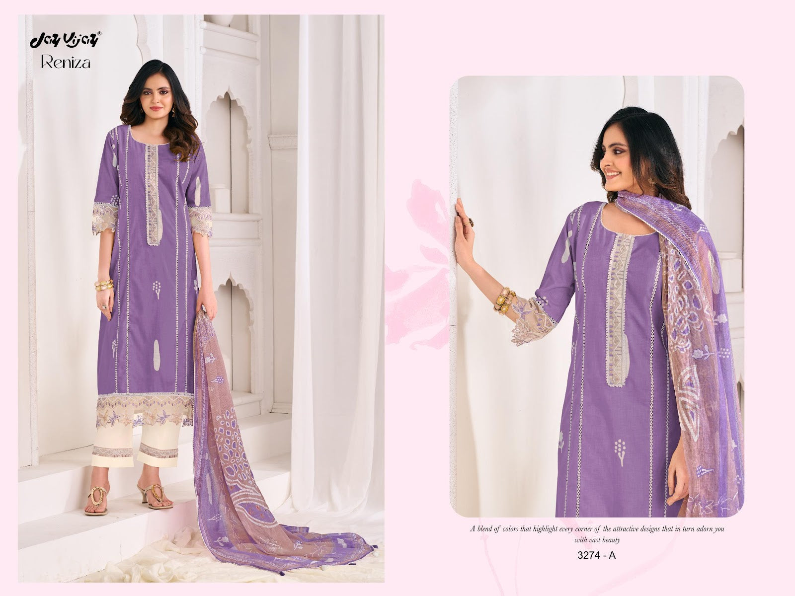 Reniza 3274 Jay Vijay Pure Cotton Pant Style Suits Exporter