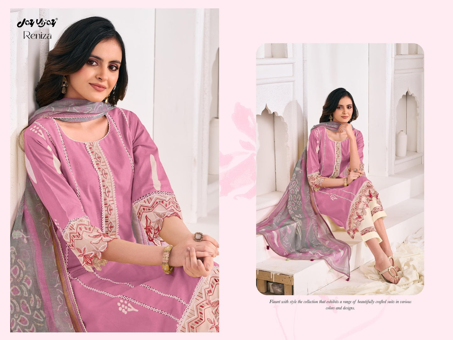 Reniza 3274 Jay Vijay Pure Cotton Pant Style Suits Exporter