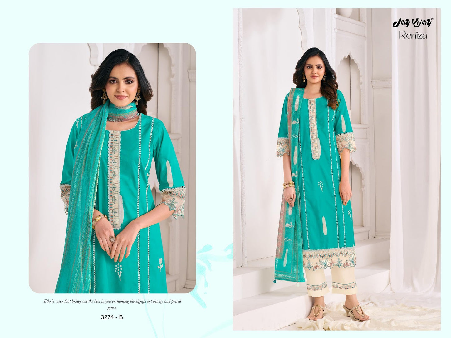 Reniza 3274 Jay Vijay Pure Cotton Pant Style Suits Exporter