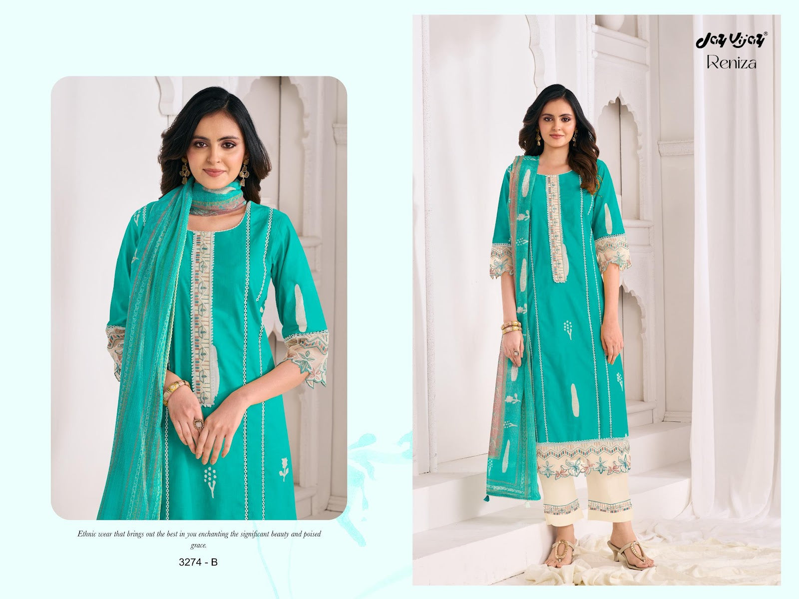 Reniza 3274 Jay Vijay Pure Cotton Pant Style Suits Exporter