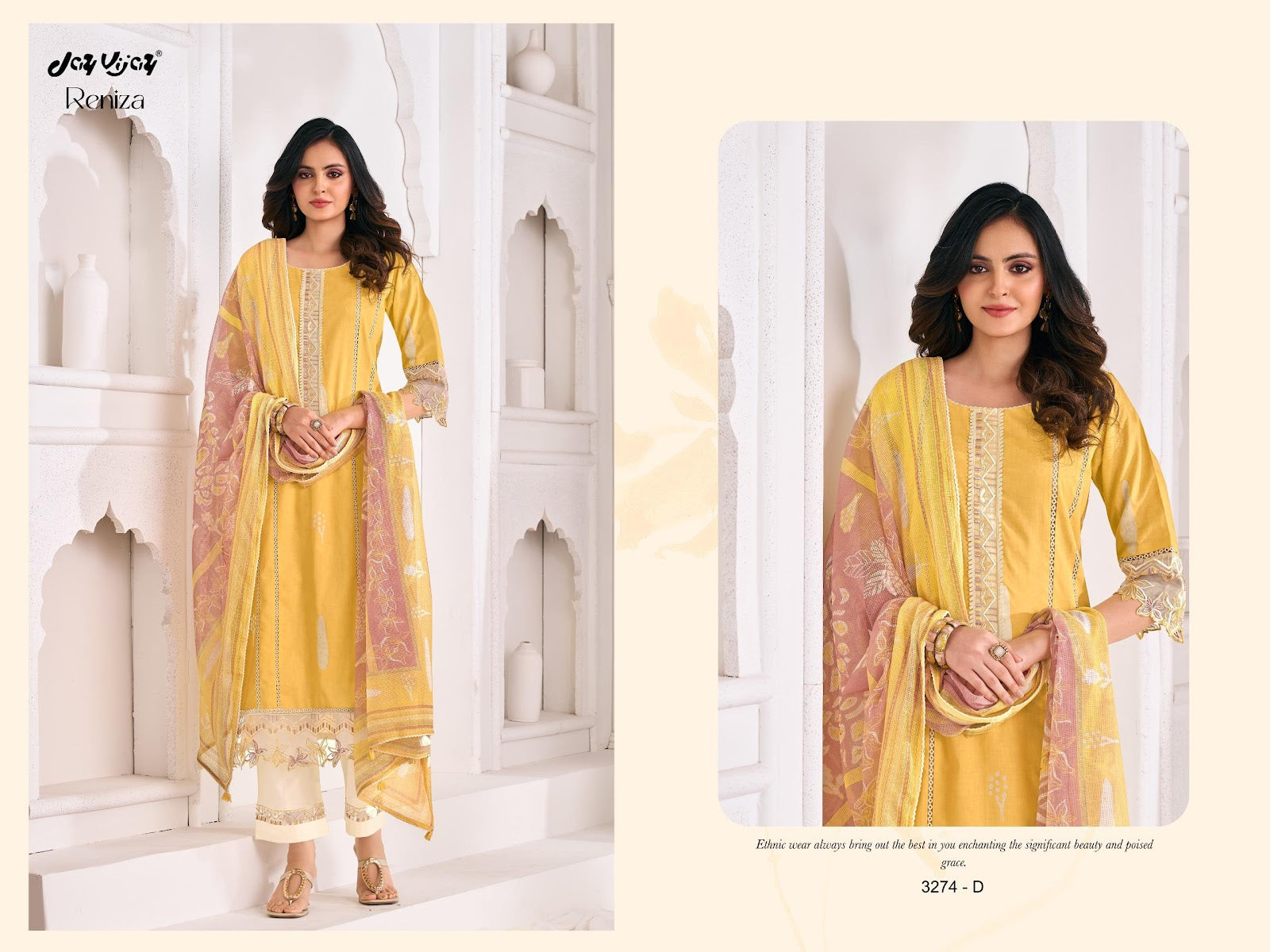 Reniza 3274 Jay Vijay Pure Cotton Pant Style Suits Exporter