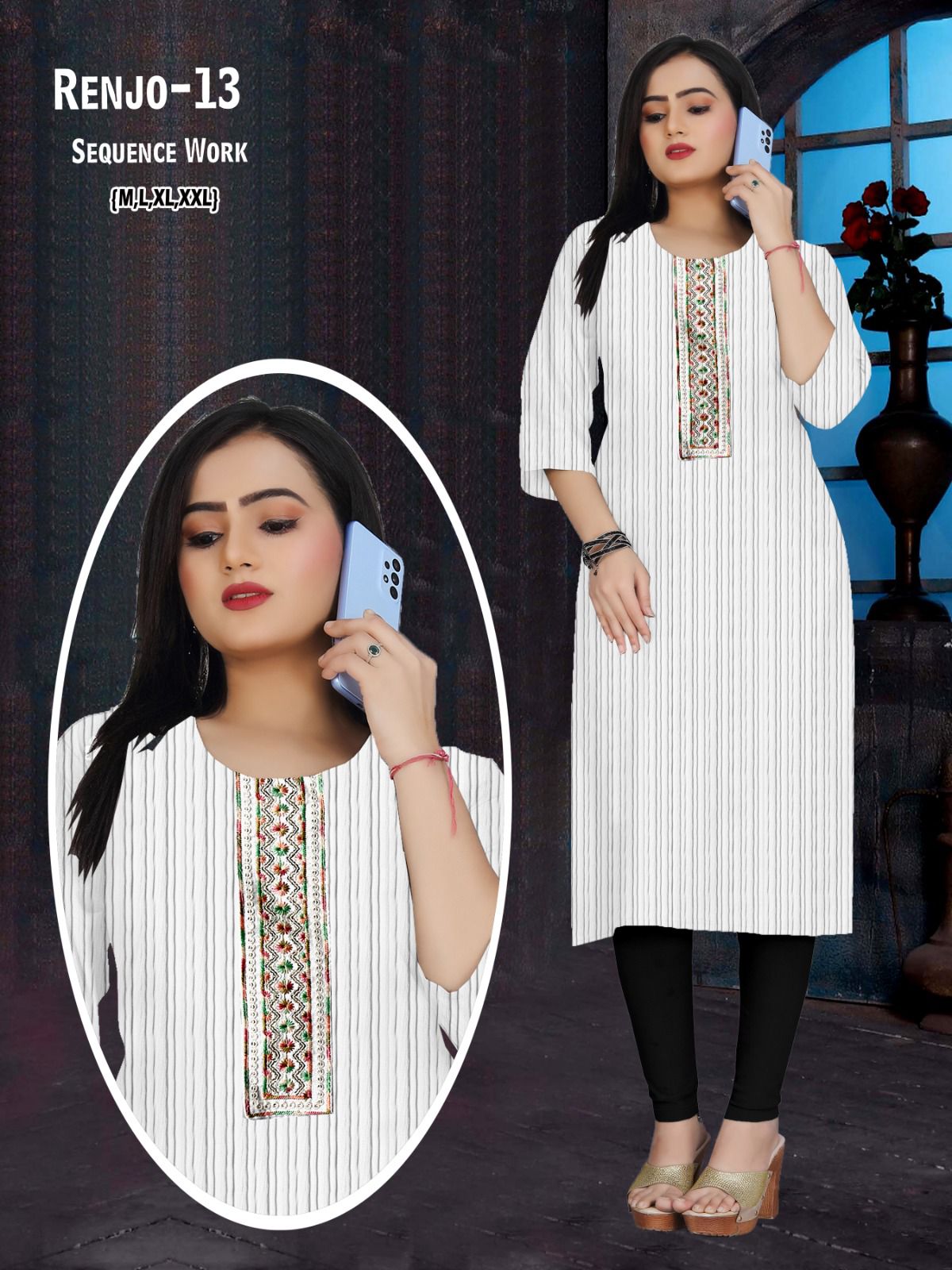 Renjo Ayg Knee Length Kurtis Exporter Gujarat