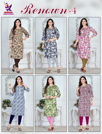 Renown 4 Mlm Kalash Lifestyle Knee Length Kurtis Wholesale Price