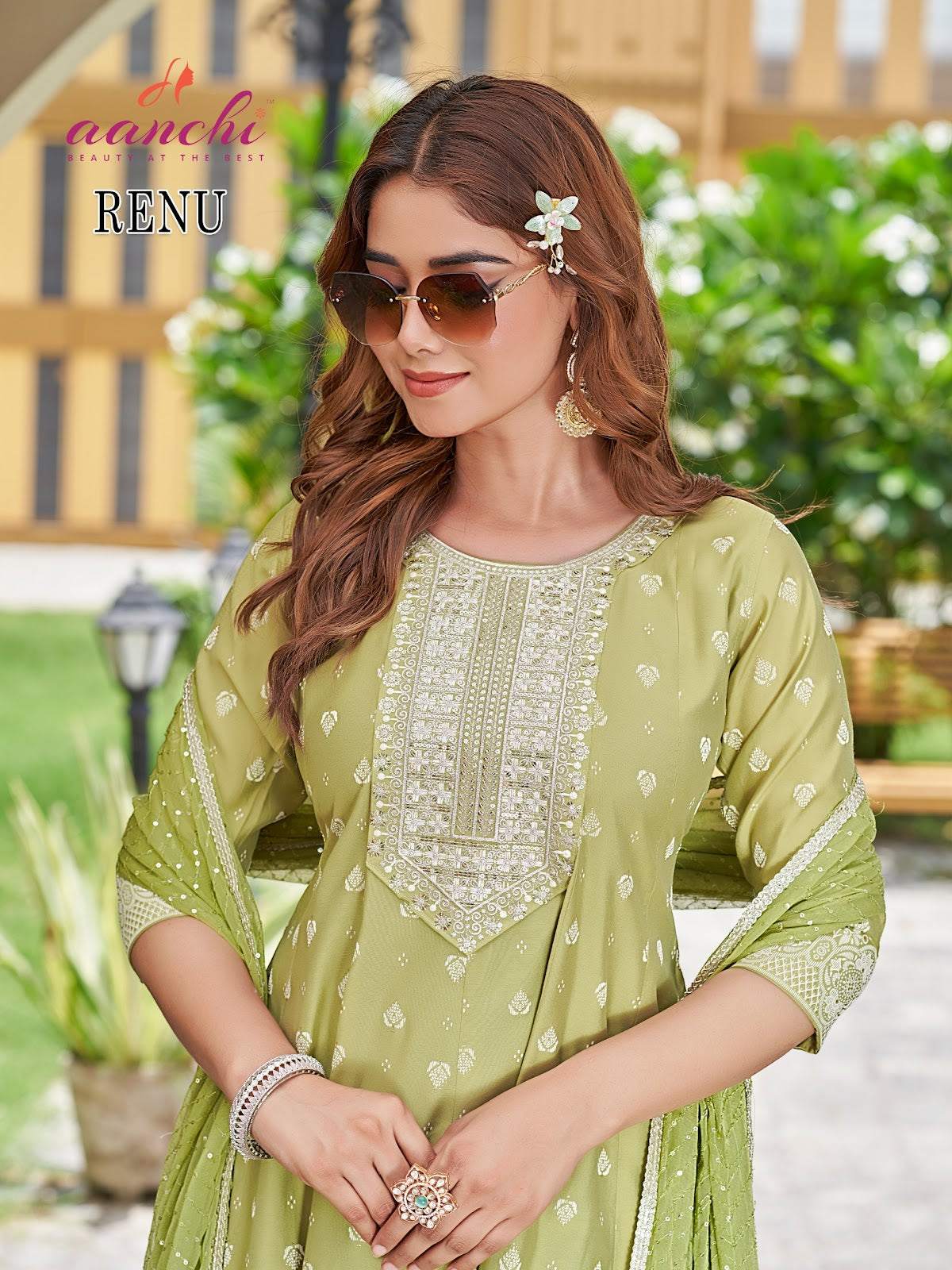 Renu Aanchi Roman Silk Readymade Anarkali Suits Wholesale Rate