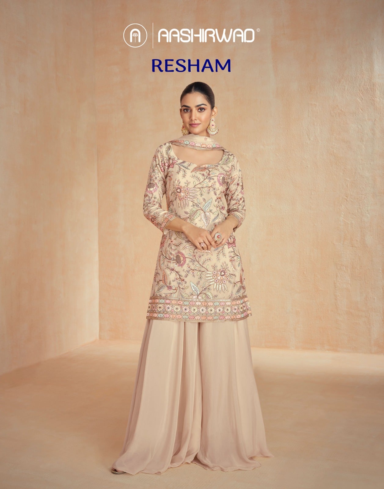 Resham Aashirwad Creation Chinon Silk Readymade Suits Wholesaler