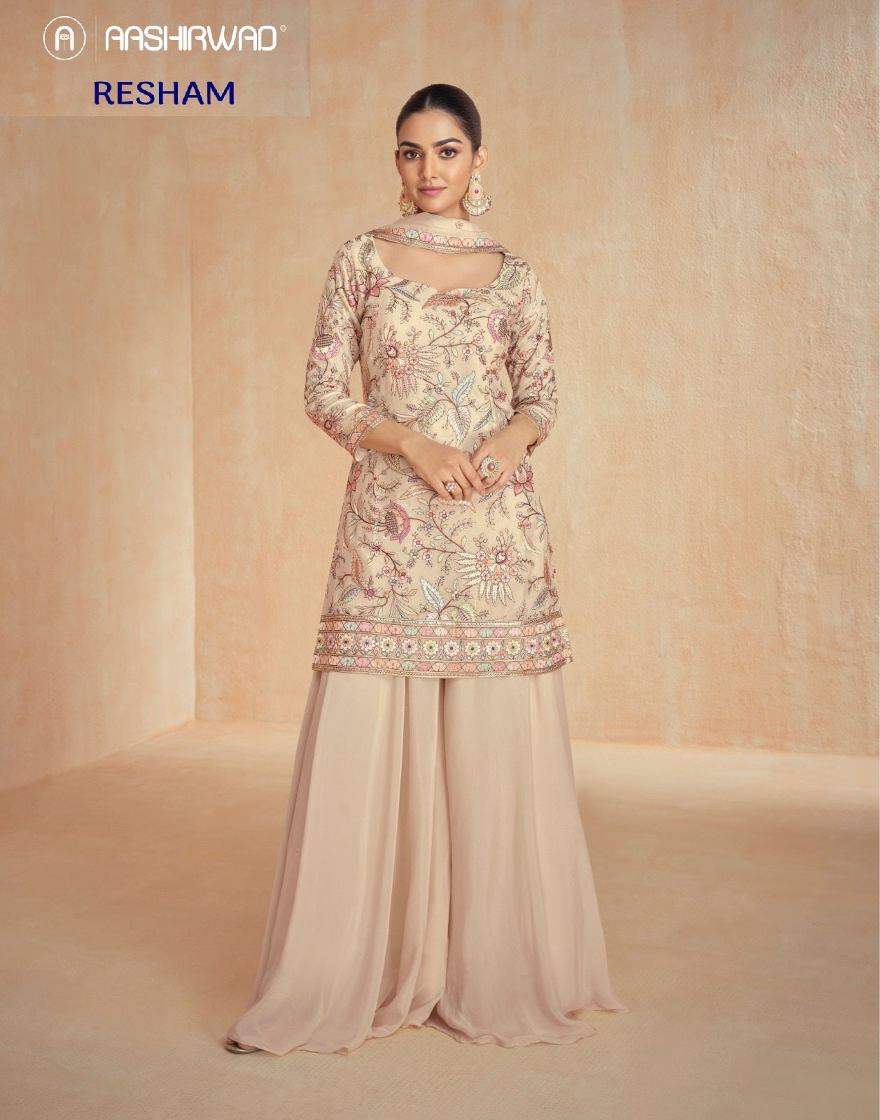 Resham Aashirwad Creation Chinon Silk Readymade Suits Wholesaler