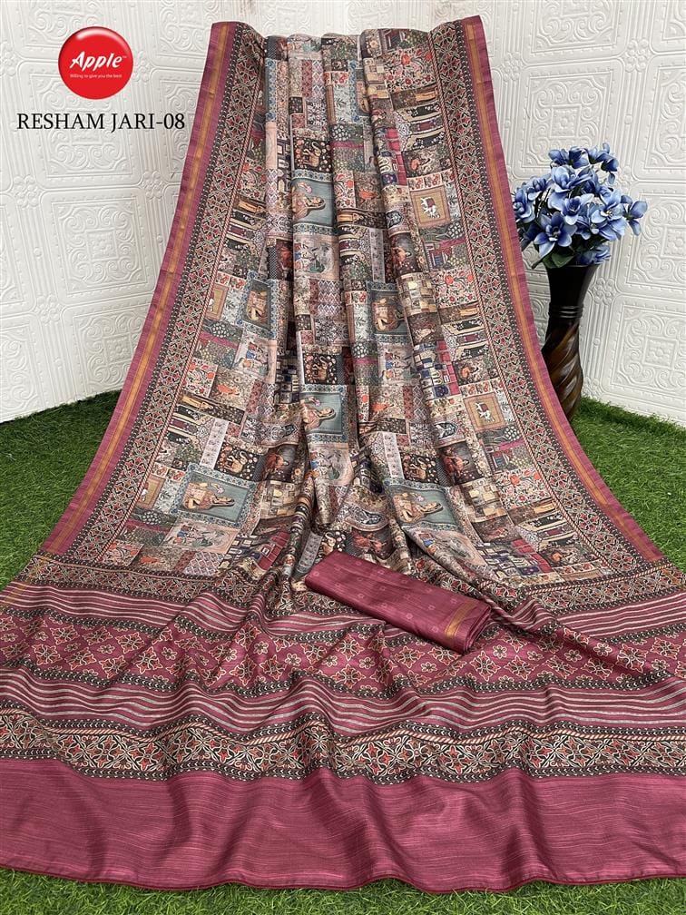 Resham Jari Apple Sarees Manufacturer Ahmedabad