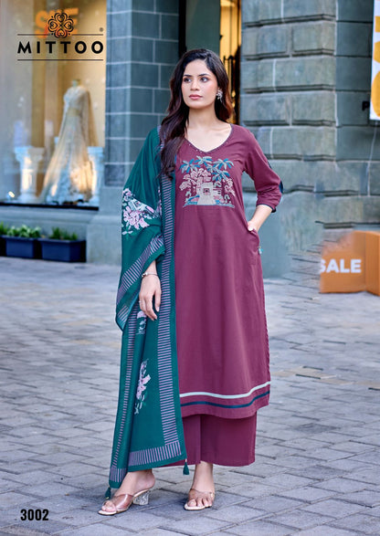 Resham Mittoo Dhabu Cotton Readymade Plazzo Style Suits Supplier India