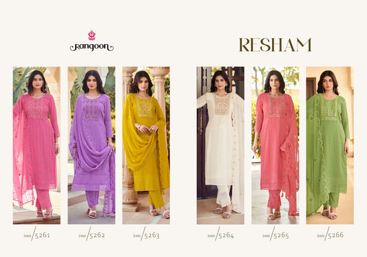 Resham Rangoon Georgette Readymade Pant Style Suits Supplier Ahmedabad