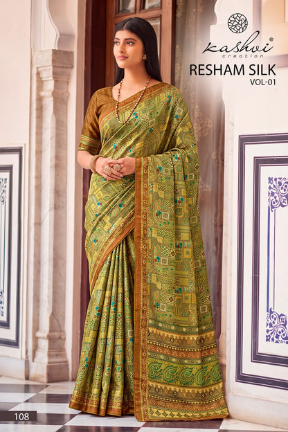 Resham Silk Vol 1 Kashvi Creation Silk Crepe Sarees Manufacturer India