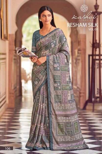 Resham Silk Vol 1 Kashvi Creation Silk Crepe Sarees Manufacturer India
