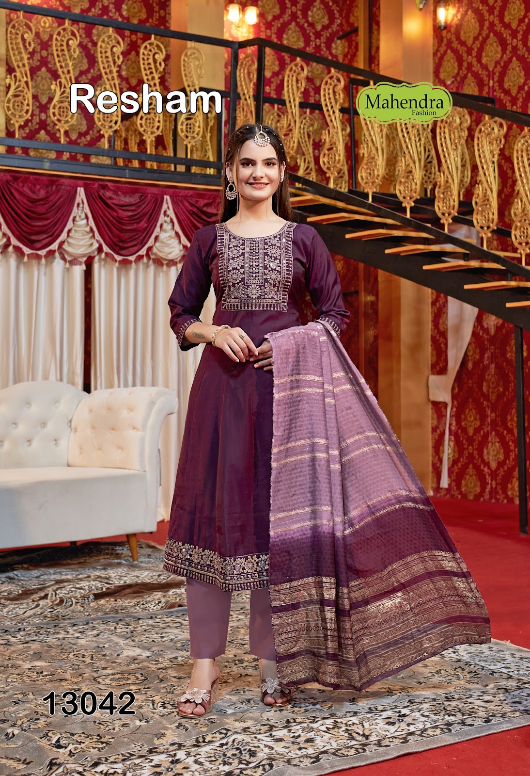 Resham Vol 1 Mahendra Fashion Roman Readymade Anarkali Suits Wholesaler