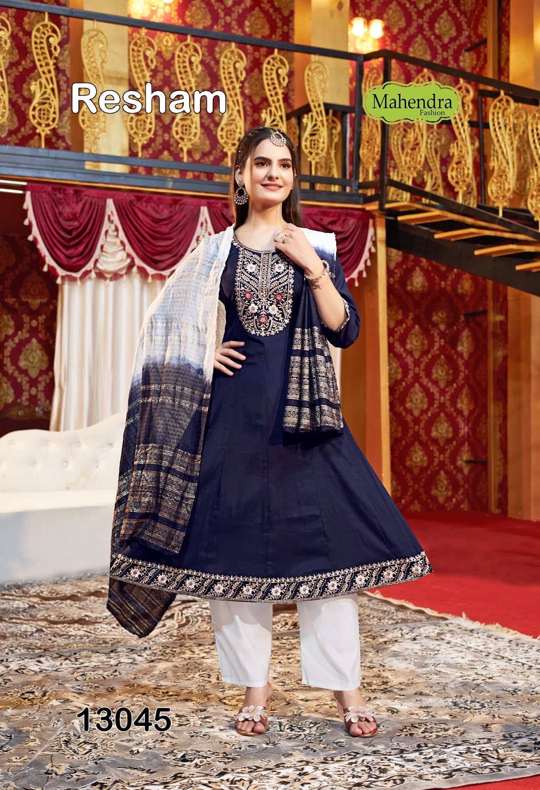 Resham Vol 1 Mahendra Fashion Roman Readymade Anarkali Suits Wholesaler