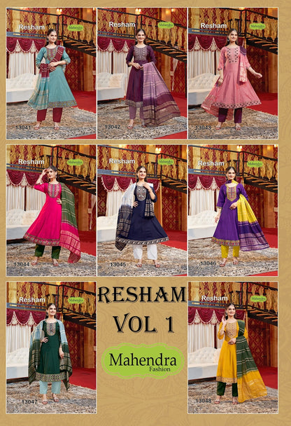 Resham Vol 1 Mahendra Fashion Roman Readymade Anarkali Suits Wholesaler
