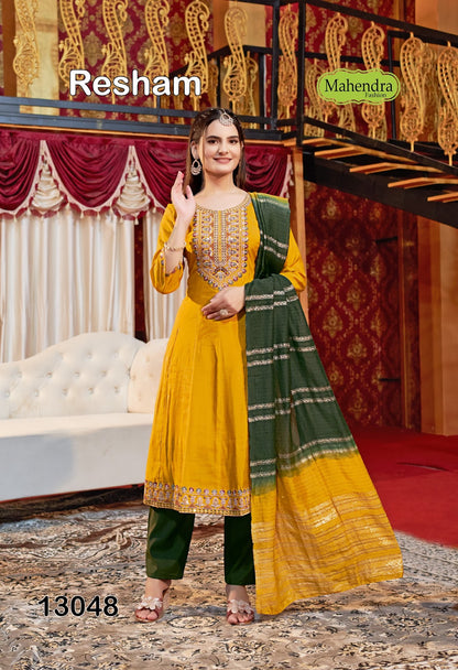 Resham Vol 1 Mahendra Fashion Roman Readymade Anarkali Suits Wholesaler