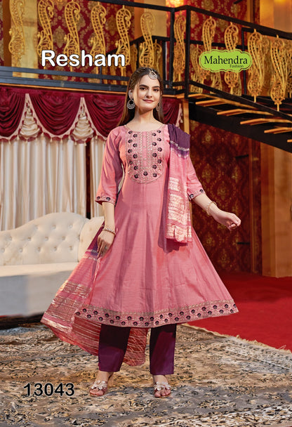 Resham Vol 1 Mahendra Fashion Roman Readymade Anarkali Suits Wholesaler