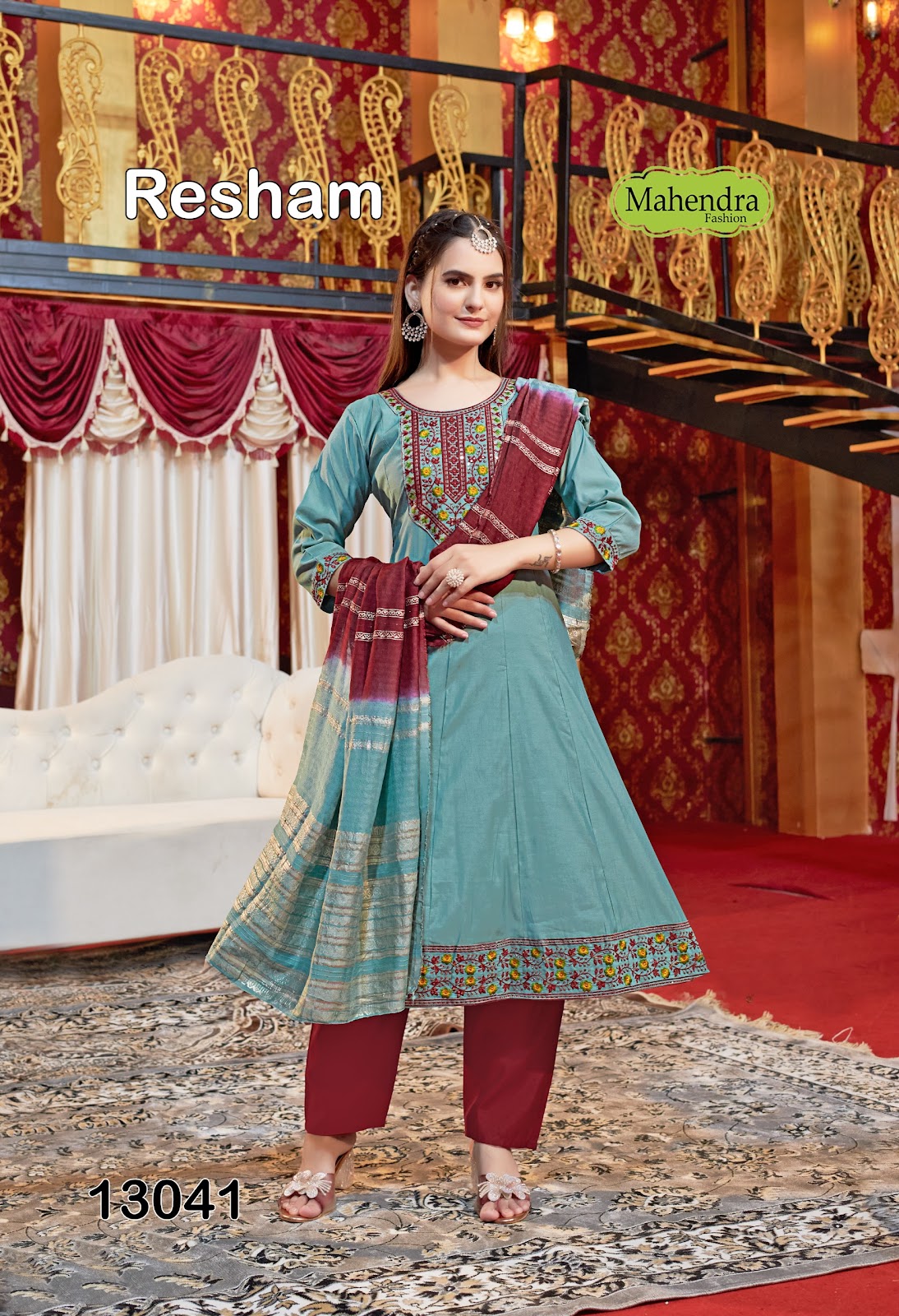 Resham Vol 1 Mahendra Fashion Roman Readymade Anarkali Suits Wholesaler