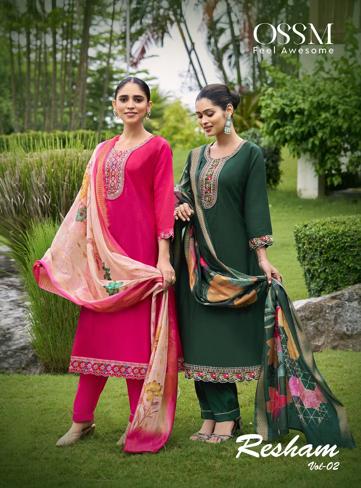 Resham Vol 2 Ossm Roman Silk Readymade Anarkali Suits Wholesale