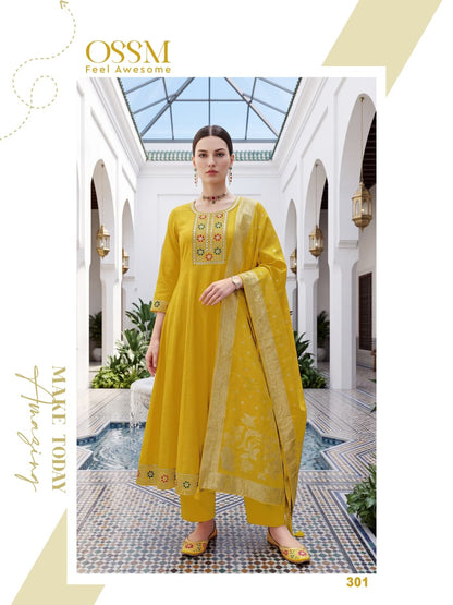 Resham Vol 3 Ossm Roman Silk Readymade Anarkali Suits Wholesale