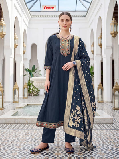 Resham Vol 3 Ossm Roman Silk Readymade Anarkali Suits Wholesale