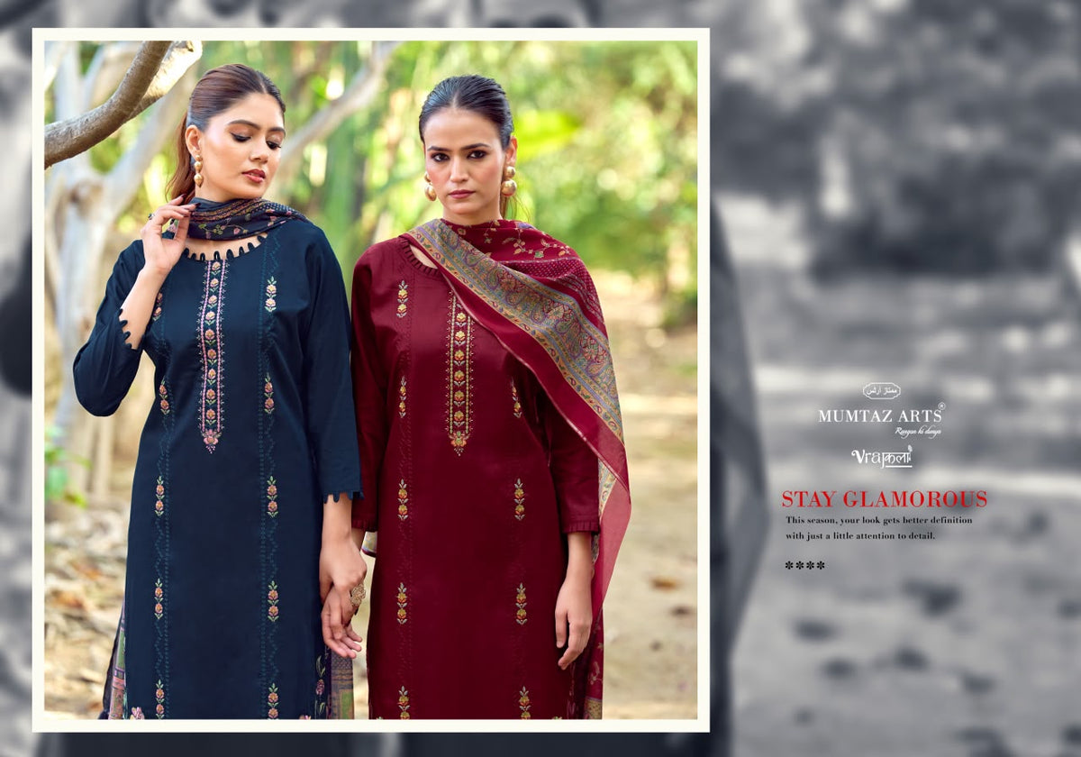 Resham Vrajkala Mumtaz Arts Jam Satin Pant Style Suits Manufacturer Gujarat