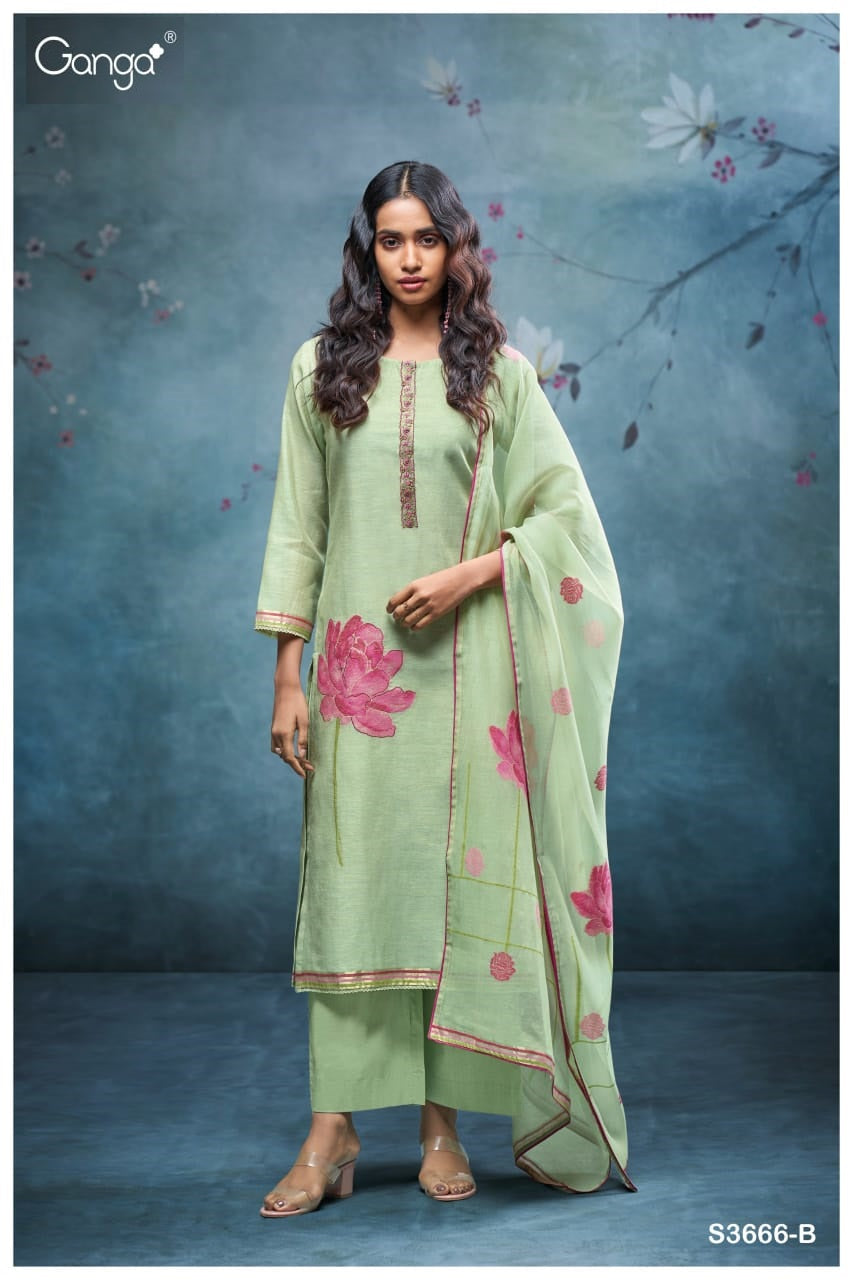 Reva 3666 Ganga Mul Plazzo Style Suits Wholesaler