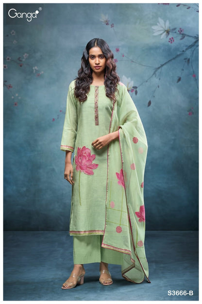 Reva 3666 Ganga Mul Plazzo Style Suits Wholesaler