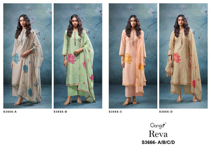 Reva 3666 Ganga Mul Plazzo Style Suits Wholesaler