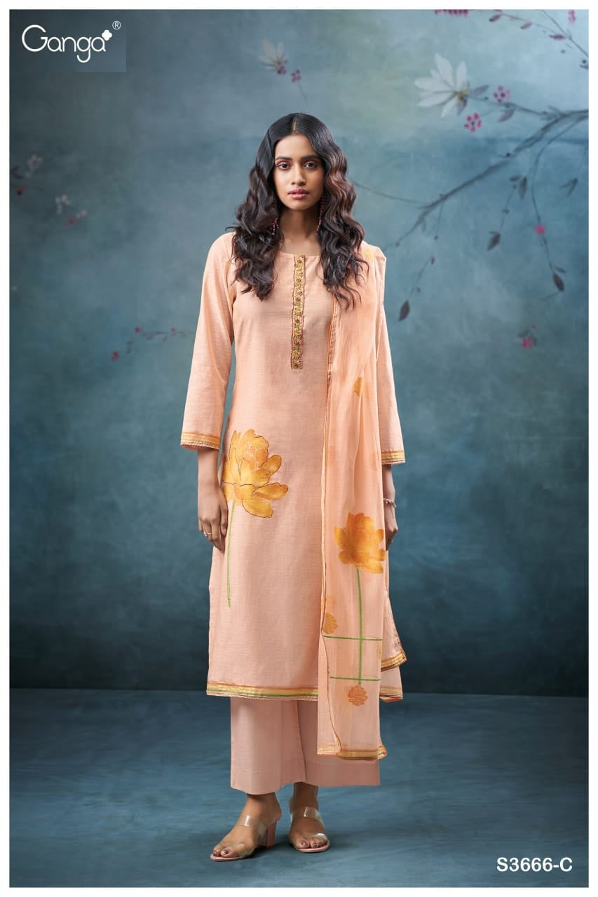 Reva 3666 Ganga Mul Plazzo Style Suits Wholesaler
