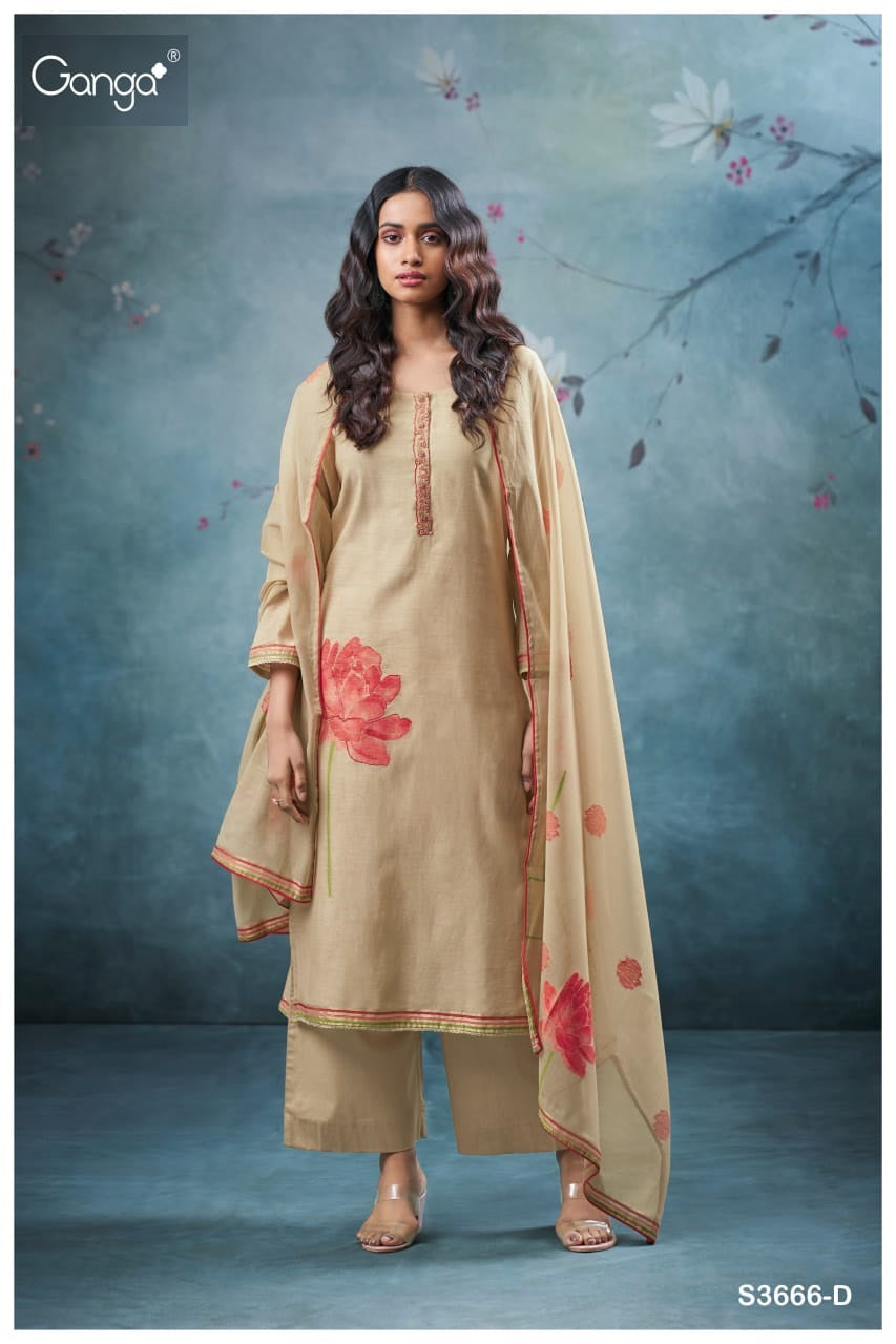 Reva 3666 Ganga Mul Plazzo Style Suits Wholesaler