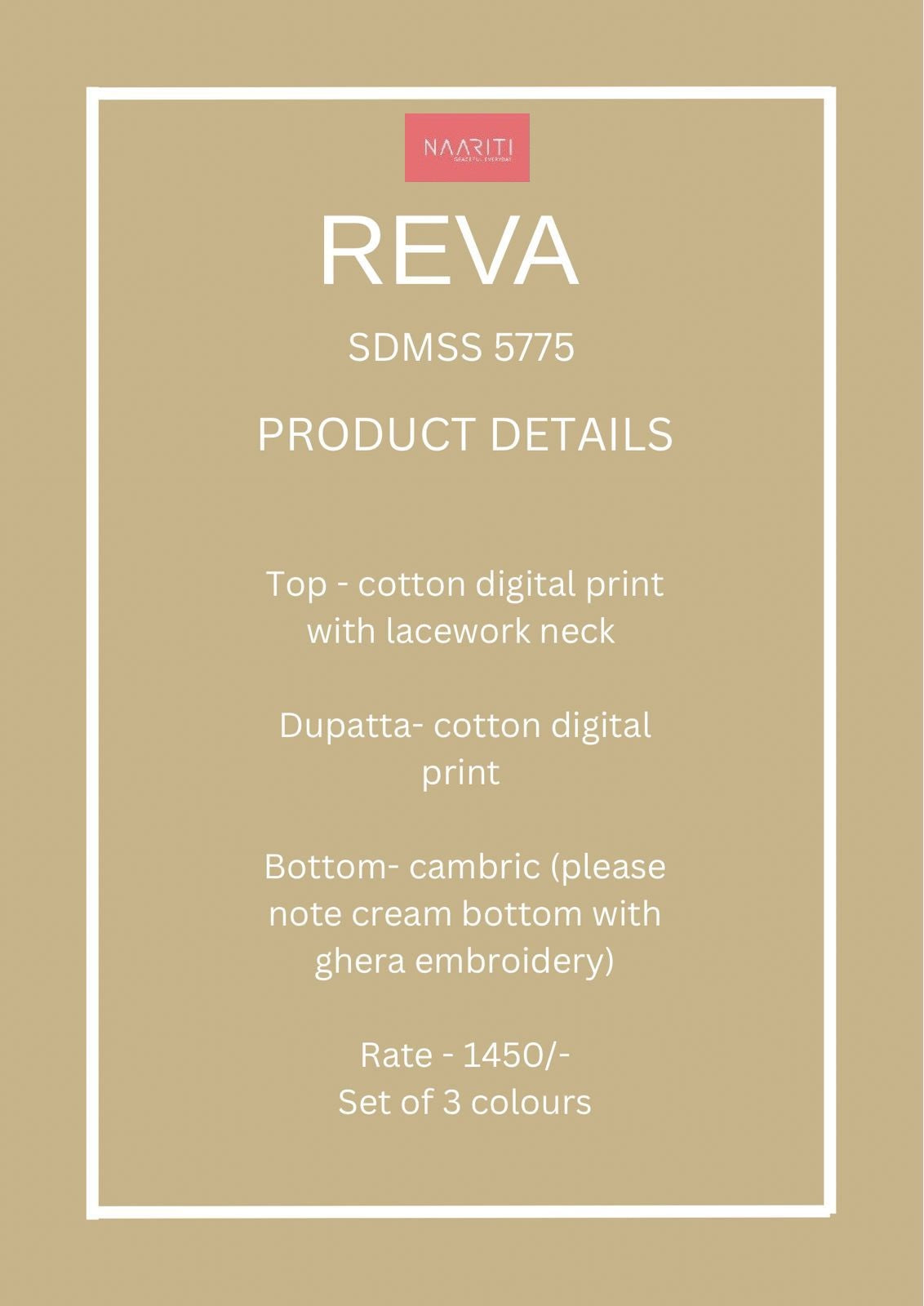 Reva 5775 Naariti Cotton Pant Style Suits Supplier