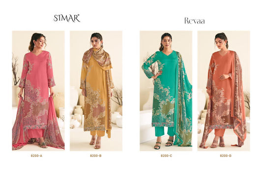 Revaa Simar Viscose Muslin Pant Style Suits Supplier India