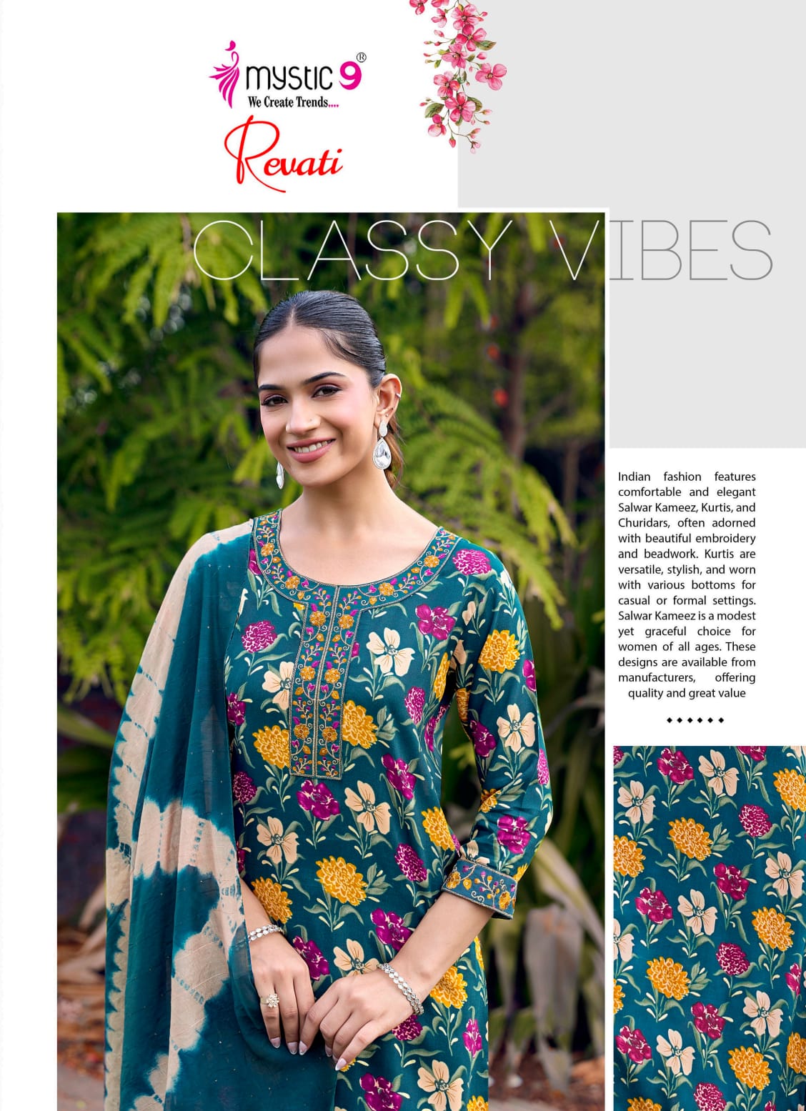 Revati Vol 1 Mystic 9 Rayon Readymade Pant Style Suits Exporter Ahmedabad