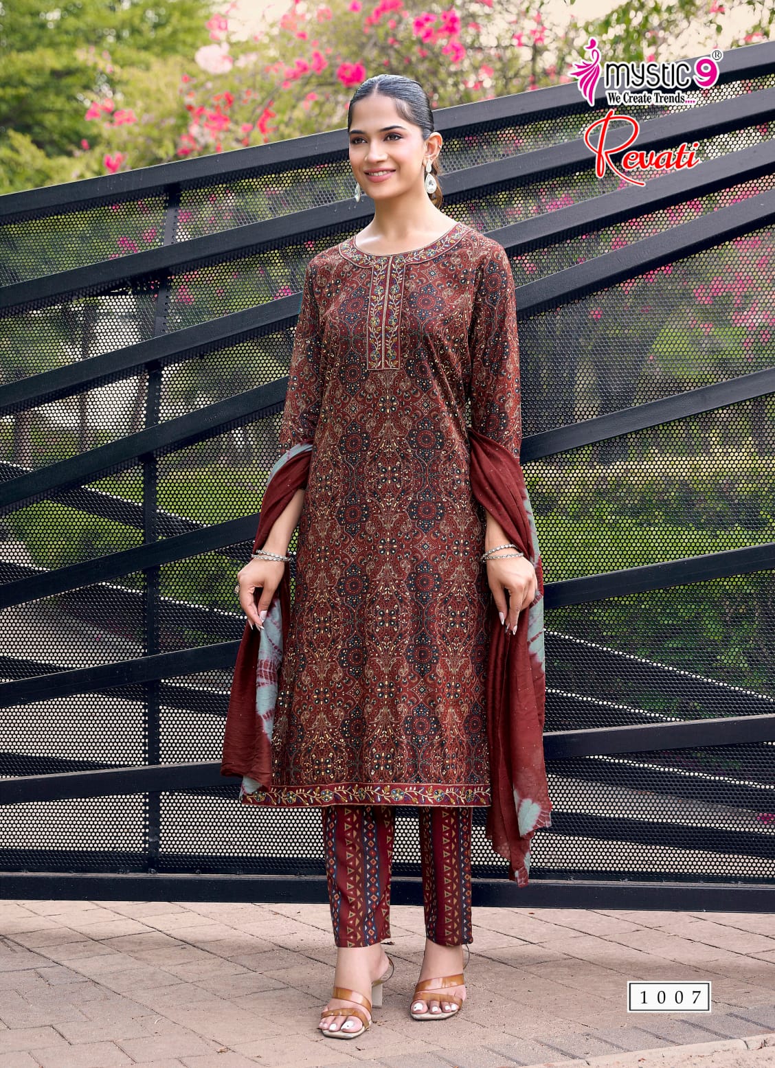 Revati Vol 1 Mystic 9 Rayon Readymade Pant Style Suits Exporter Ahmedabad